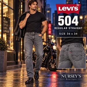 Levi’s 504 Jeans Men’s 36x34 Gray Regular Straight Stretch Denim